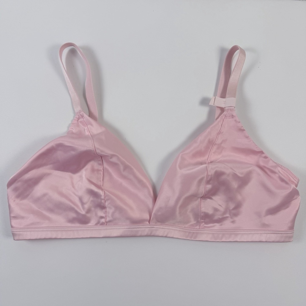 Victoria's Secret Tease Wireless Satin Triangle Bralette Blush Pink XL NWT *READ